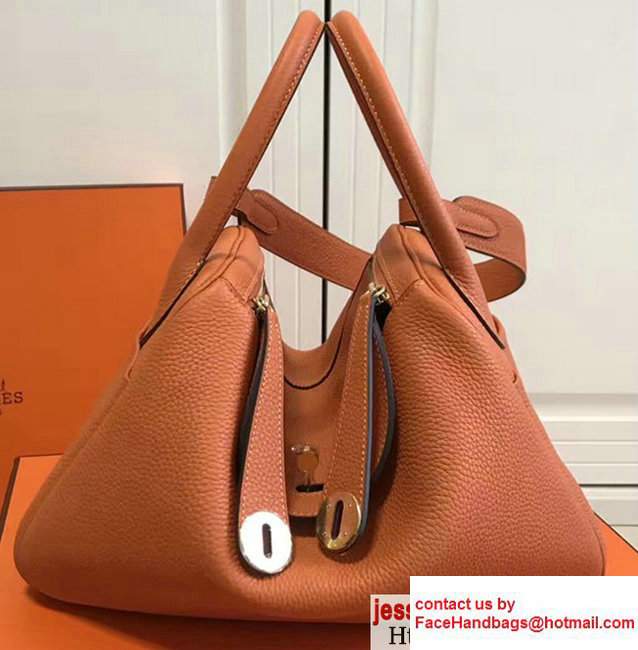 Hermes Leather Lindy 26/30cm Bag Orange