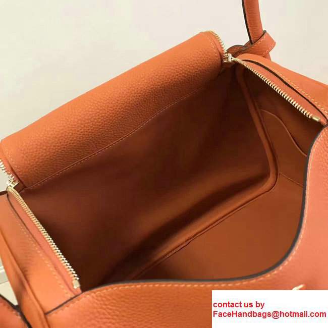 Hermes Leather Lindy 26/30cm Bag Orange - Click Image to Close