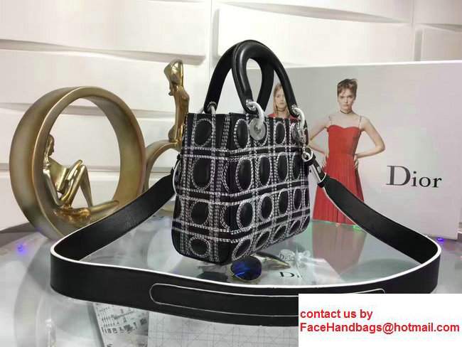 Lady Dior Art Medium Bag Black/White 2017 - Click Image to Close