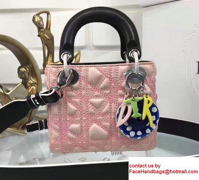 Lady Dior Art Mini/Small Bag Black/Pink 2017