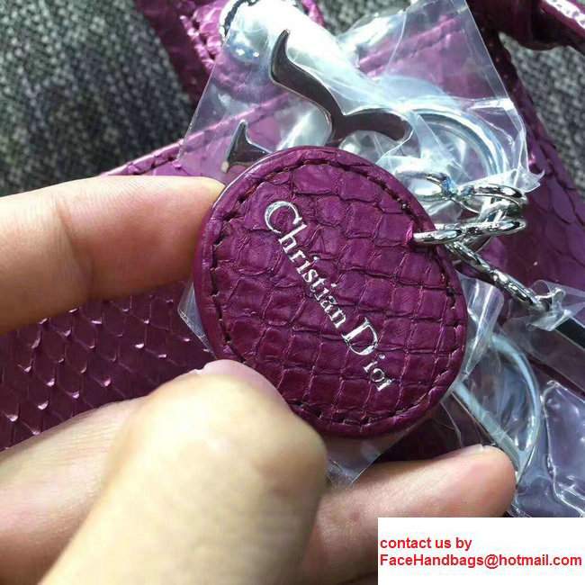 Lady Dior Python Small/Mini Bag with Double Chain Strap Purple 2017 - Click Image to Close