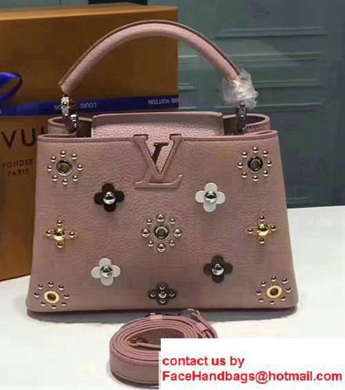 Louis Vuitton Capucines BB Monogram Beaded Flowers Small Bag M54310 Pink2017