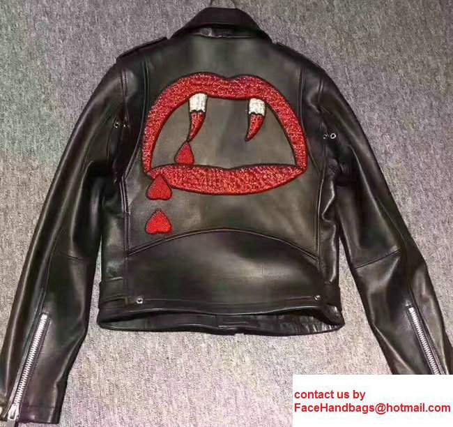 Saint Laurent Lambskin Blood Luster Motorcycle Jacket 455750 2017