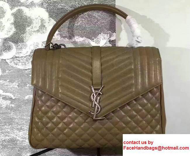 Saint Laurent Monogram Envelope Satchel Top Handle Bag In Mixed Matelasse Leather 436694 Camel 2017