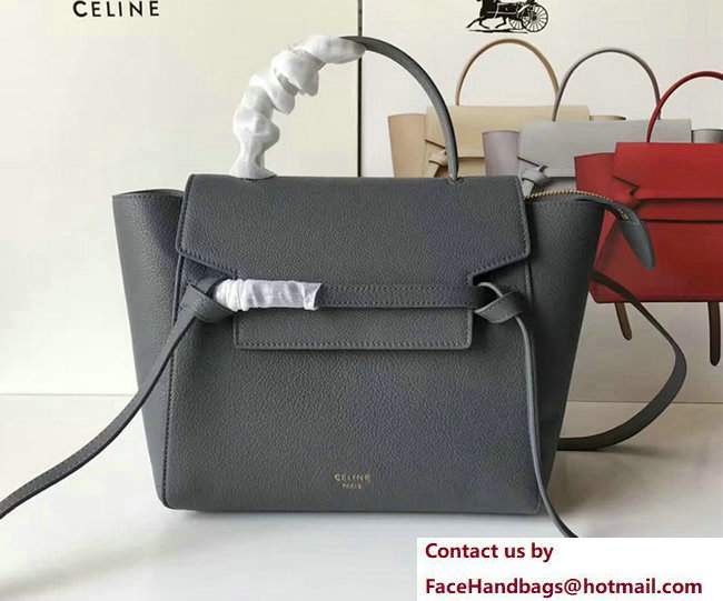 Celine Belt Tote Mini Bag in Original Clemence Leather Dark Gary