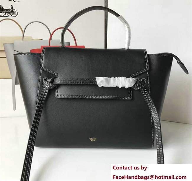 Celine Belt Tote Quilting Small Bag in Original Smooth Leather Black