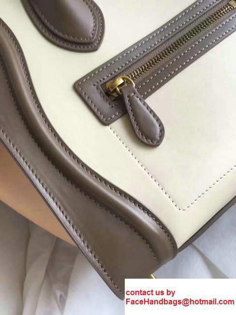 Celine Luggage Micro Tote Bag In Original Calfskin Leather White/Chocolate/Yellow2017
