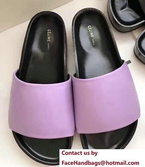 Celine PaddedBand Slipper With Stacked Leather Amethyst 2017