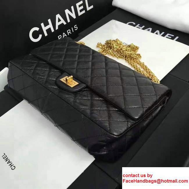Chanel 2.55 Reissue Size 225 Flap Bag Black With Gold Hardware In Original Leather