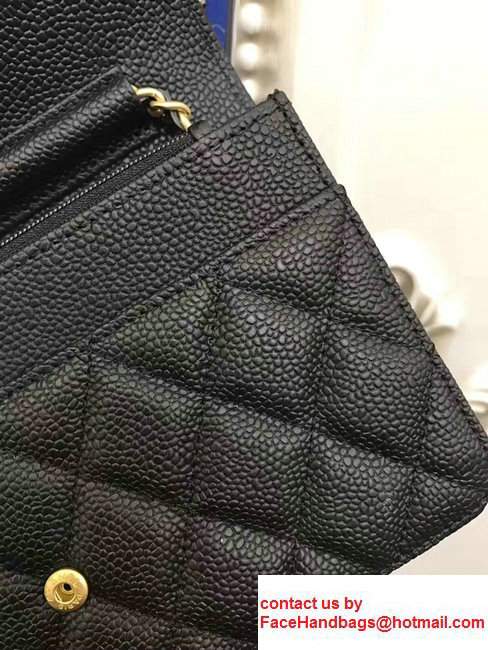 Chanel Boy Wallet On Chain WOC Bag In Grained Leather Black/Gold