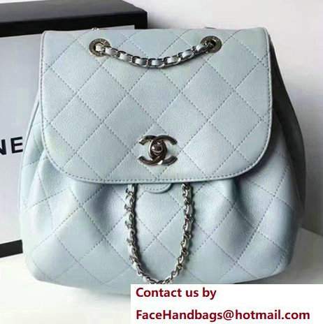 Chanel Calfskin Flap Quilting Backpack Pale Blue 2017