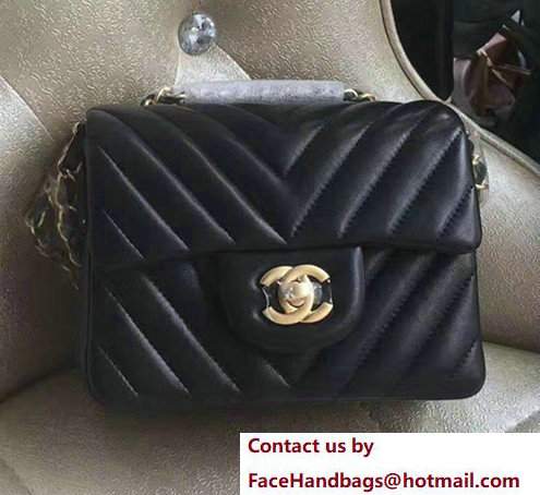 Chanel Chevron Lambskin Classic Flap Bag A1115 Black With Gold Hardware