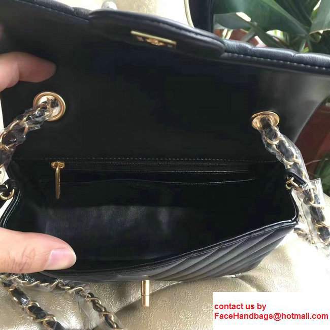 Chanel Chevron Lambskin Classic Flap Mini Bag A1116 Black With Gold Hardware