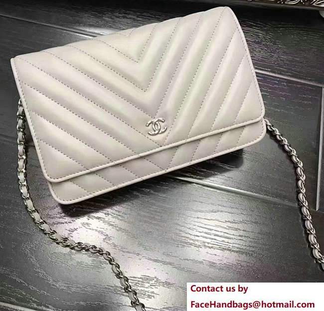 Chanel Chevron Wallet On Chain WOC Bag Gary/Sliver