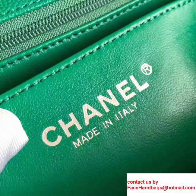 Chanel Chevron caviar Classic mini flap Bag A1116 Green With Sliver Hardware