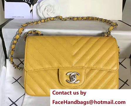 Chanel Chevron caviar leather mini flap Bag A1116 Yellow With Sliver Hardware