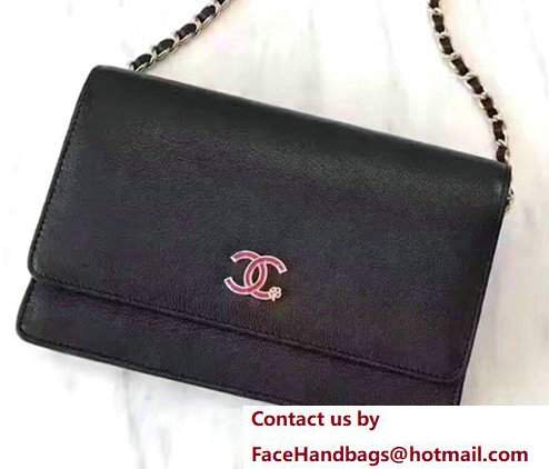 Chanel Grained Metal Wallet On Chain WOC Bag A80982 Black 2017