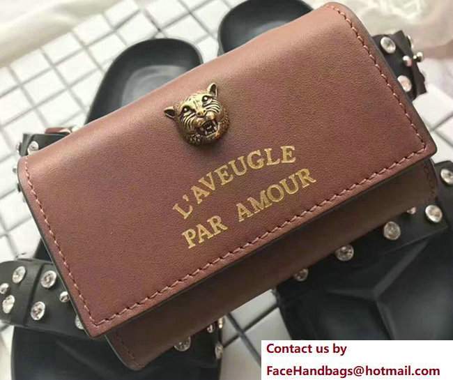 Gucci Animalier Mini Shoulder Bag With Feline Head Metal Detail 460117 Brown