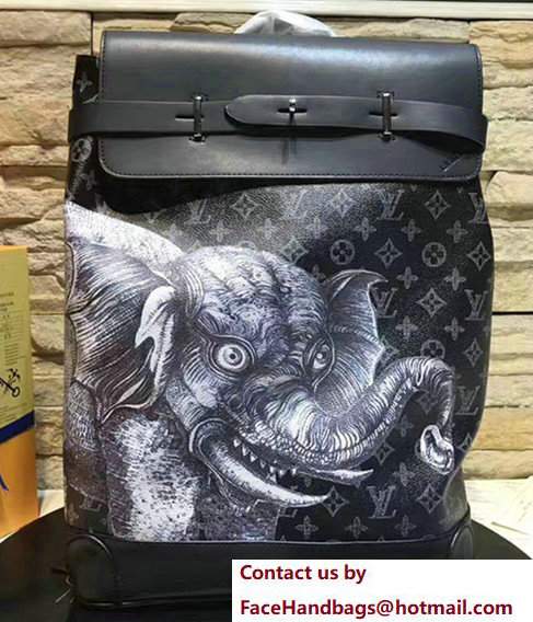 Louis Vuitton Elephant Print Steamer Backpack M54126 Black 2017