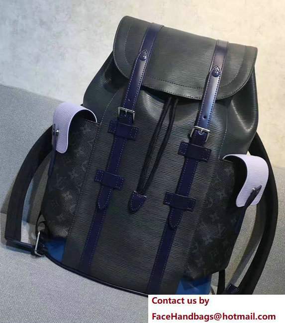 Louis Vuitton Epi Leather Supreme Christopher PM Backpack M50159 Black/Blue
