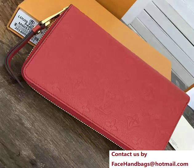 Louis Vuitton Monogram Empreinte Clemence Leather Zippy Wallet M60571 Red