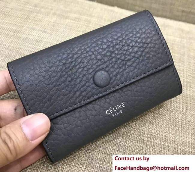 Celine Contrasted Flap Closure Card Holder 101083 Gray/Red