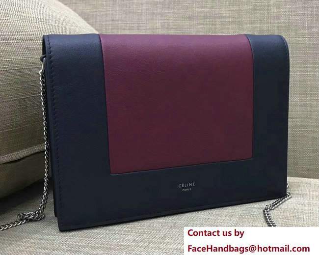 Celine Frame Evening Clutch On Chain Bag 107773A Navy Blue/Date Red 2017
