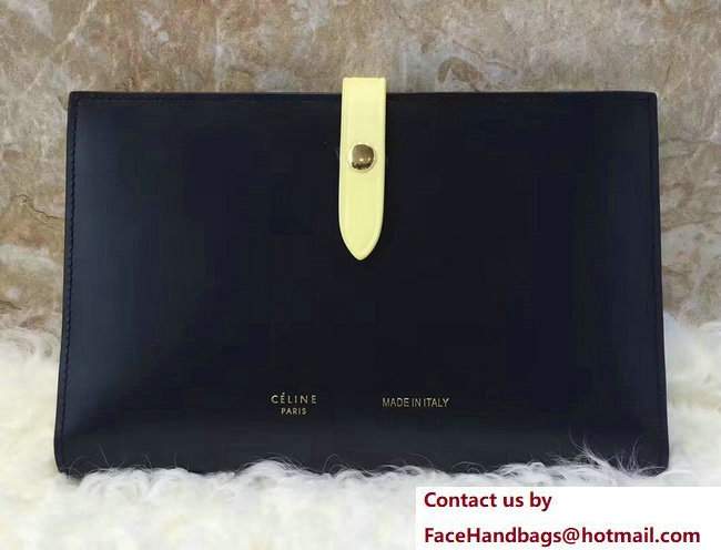 Celine Strap Large Multifunction Wallet 104873/104123 Black/Lemon Yellow