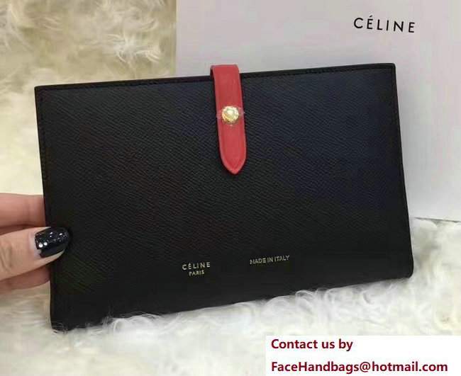 Celine Strap Large Multifunction Wallet 104873/104123 Black/Red