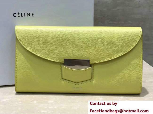 Celine Trotteur Large Flap Multifunction Wallet 107853 Yellow 2017