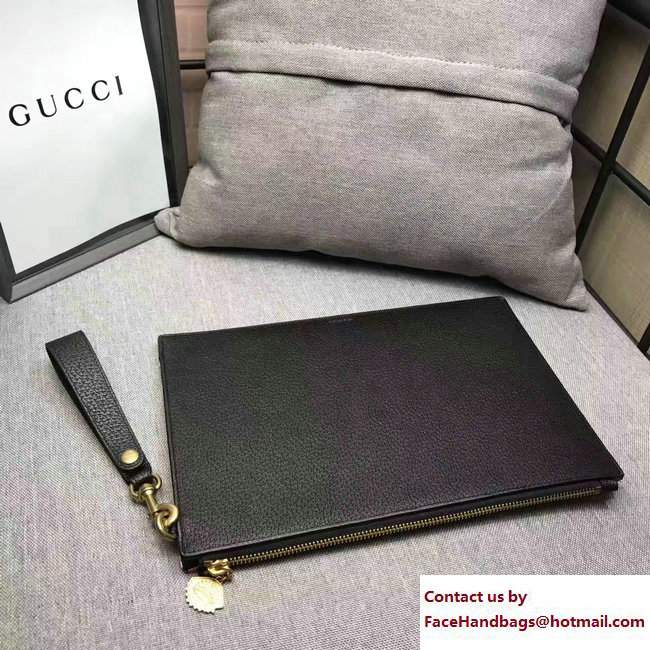 Gucci Courrier Pouch Clutch Bag 473915 Leather Black 2017