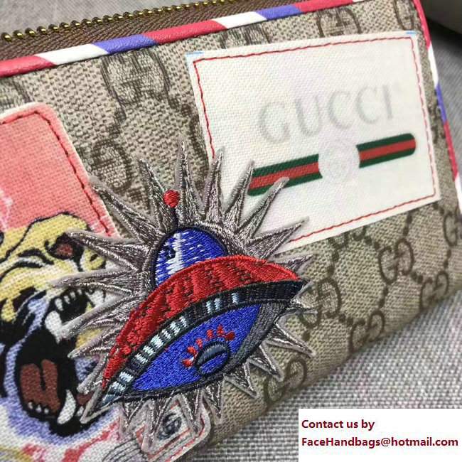 Gucci Courrier Zip Around Wallet 473909 GG Supreme Brown 2017