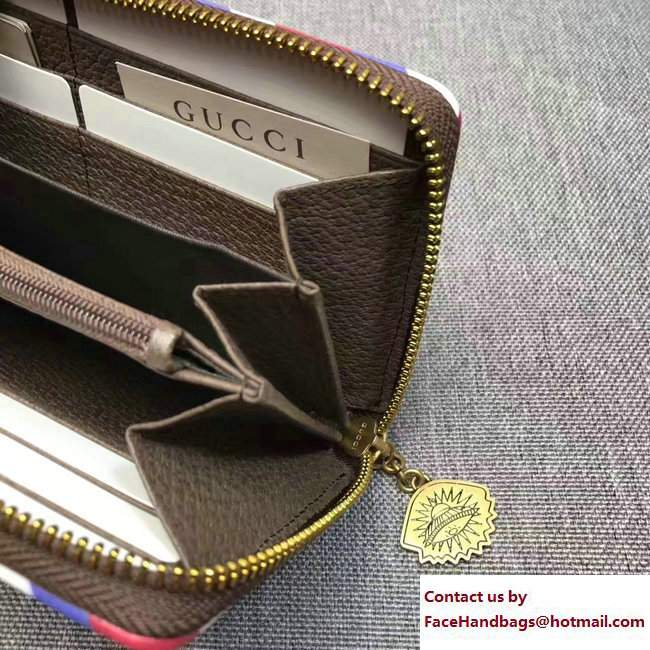 Gucci Courrier Zip Around Wallet 473909 Leather Brown 2017