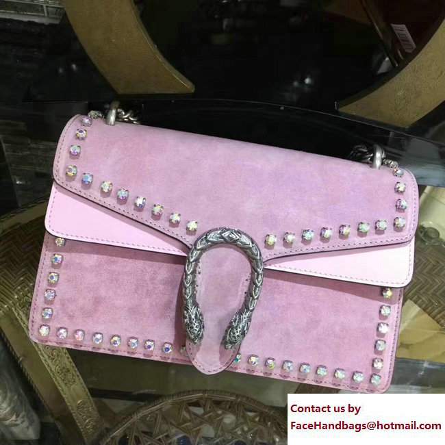 Gucci Crystals Dionysus Suede Shoulder Small Bag 400249 Pink 2017