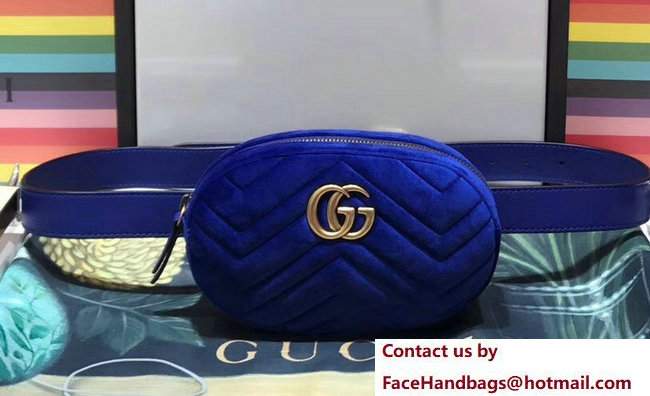Gucci GG Marmont Matelasse Velvet Belt Bag 476434 Blue 2017