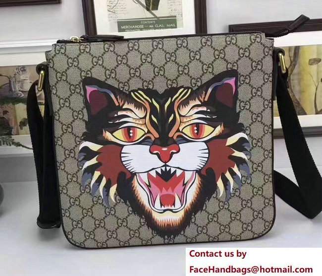 Gucci GG Supreme Messenger Medium Bag 406408 Angry Cat 2017