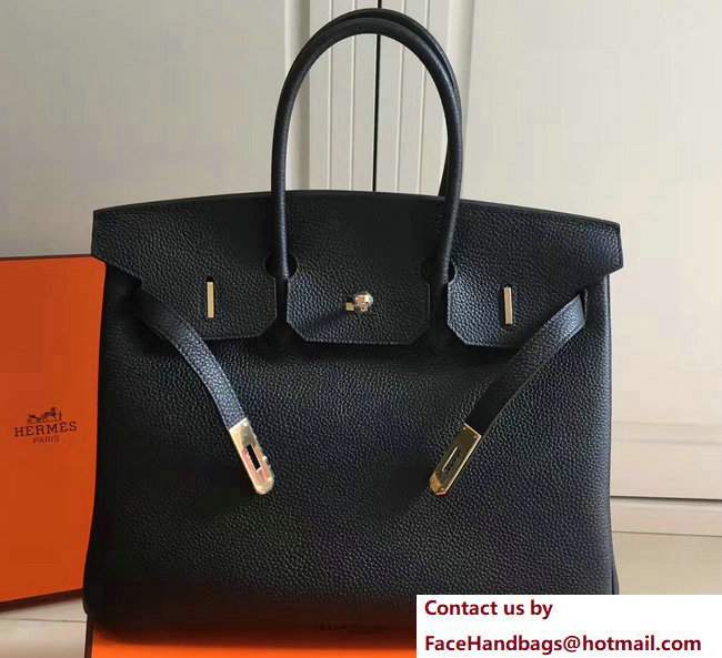 Hermes Clemence Leather Birkin 25/30/35cm Bag Black with Gold Hardware