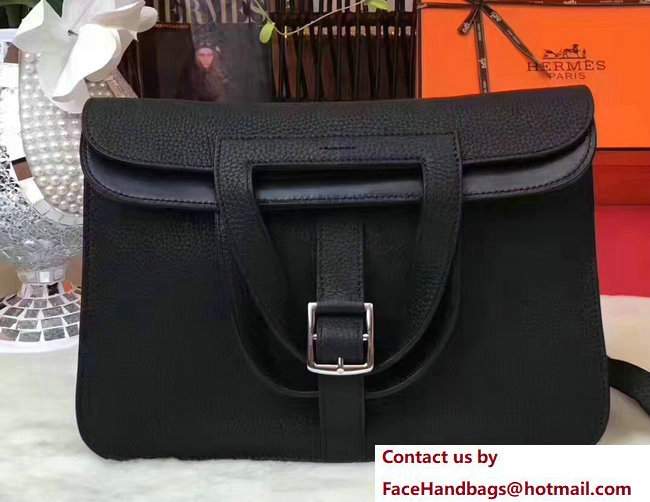 Hermes Halzan Tote Bag in Original Togo Leather Black