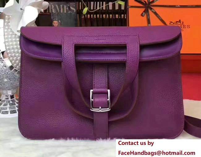 Hermes Halzan Tote Bag in Original Togo Leather Purple