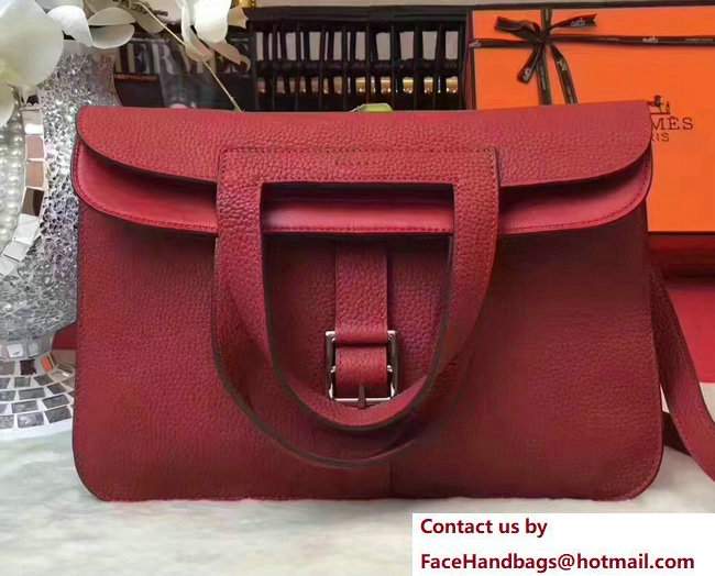 Hermes Halzan Tote Bag in Original Togo Leather Red