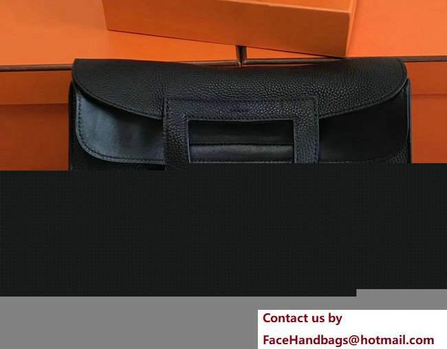 Hermes Leather Halzan Tote Bag Black