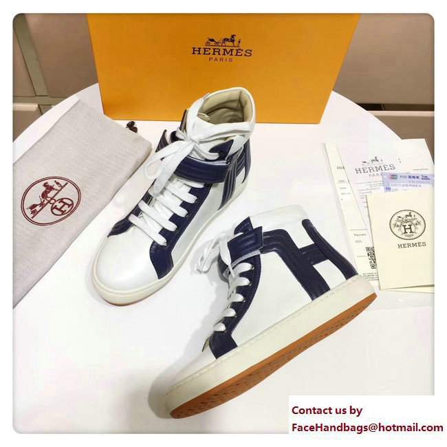 Hermes Player Sneakers Navy Blue/White 2017 - Click Image to Close