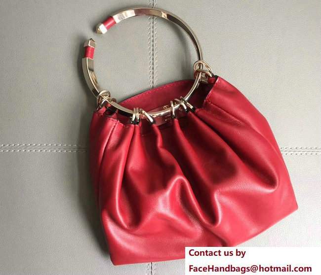 Valentino Metal Ornamental Handle Clutch Bag Red 2017