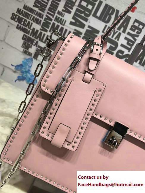 Valentino Stud Stitching Single Handle Large Bag Pink 2017 - Click Image to Close