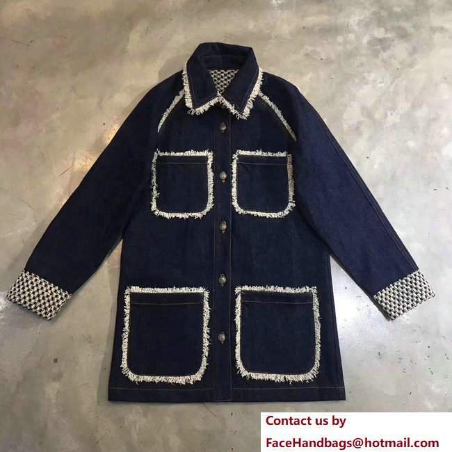chanel denim jacket navy blue/ecru