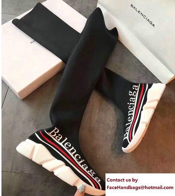 Balenciaga 2017 Knit Sock Knee Long Boots Black