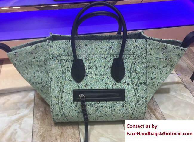 Celine Fuzzy Jacquard Medium Luggage Phantom Bag 169952 Green 2017