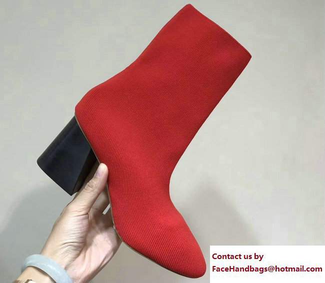Celine Knit Ballerina Sock Ankle Boots Red 2017