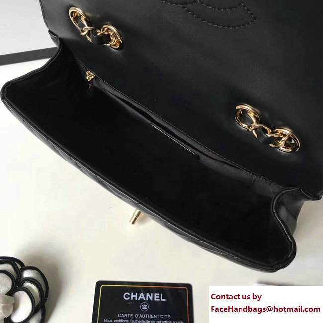 Chanel Chevron Statement Small Flap Bag A91587 Black/Gold 2017 - Click Image to Close