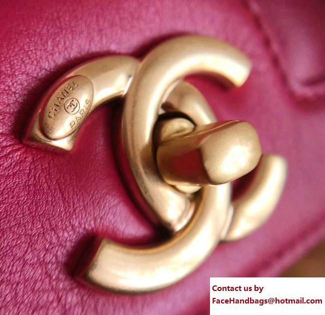 Chanel Gold Tone Metal Calfskin Medium Flap Bag A91577 Fuchsia 2017 - Click Image to Close